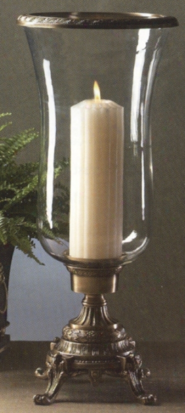 Antique Brass 21" High Hurricane Candle Holder (g7320)