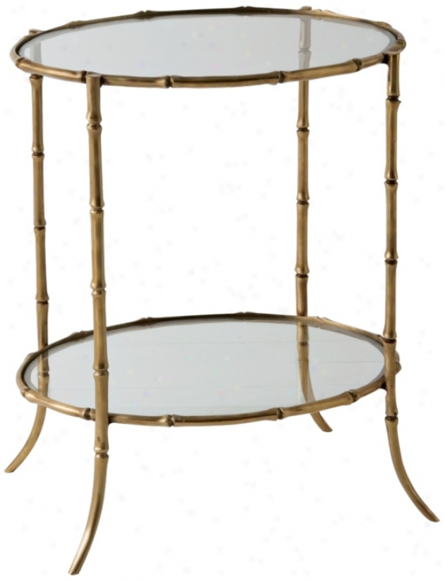 Antique Brass Bamboo Side Table (f7911)