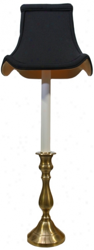 Antique Brass Black Shade Tal Candlestick Flat Lamp (p3275)