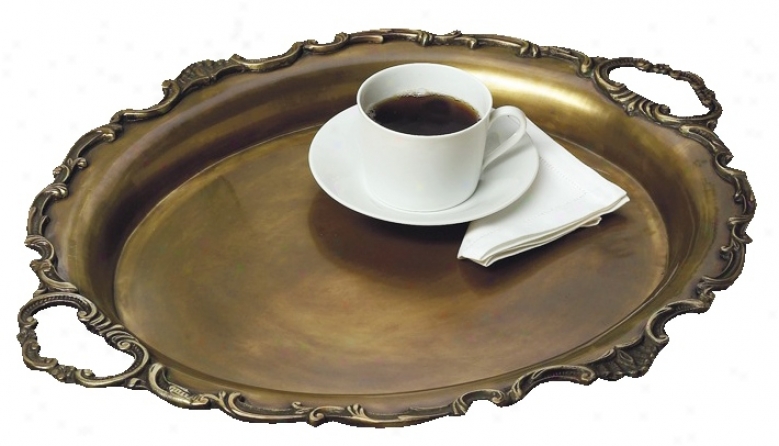 Antique Brasq Finish Serving Tray (g7315)