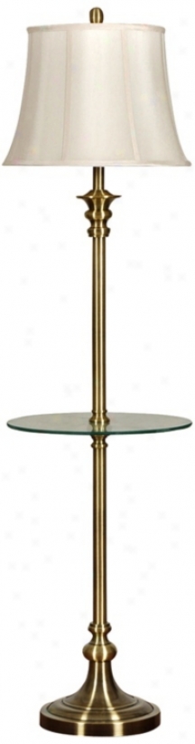 Antique Brass Galleey Waiter Table Floor Lamp (v2051)