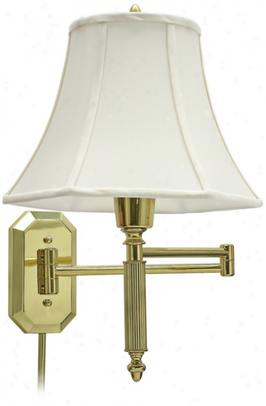 Antique Brass Octagon Backplate Swing Arm Plug-in Wall Lamp (47325)