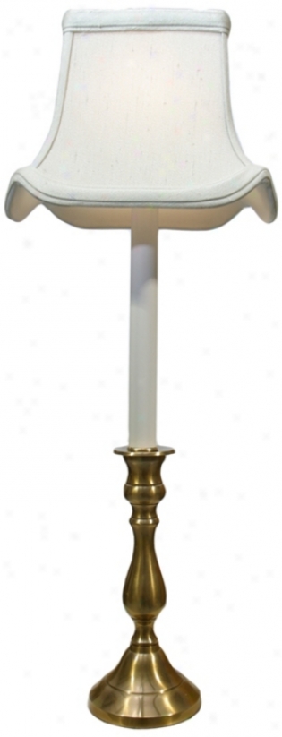 Antique Brass White Shade Tall Candlestick Table Lamp (p3277)