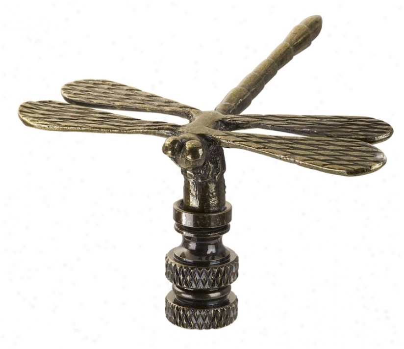 Antique Bronze Finish Dragonfly Lamp Shade Finial (38329)