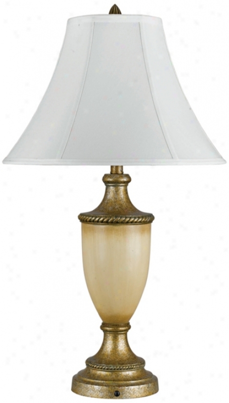 Antique Gold And Ivory Urn Twble Lamp (h7246)