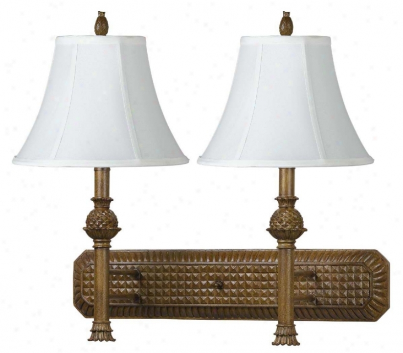 Anitque Gold Finish Bell Shade Plug-in Double Wall Lamp (g9340)