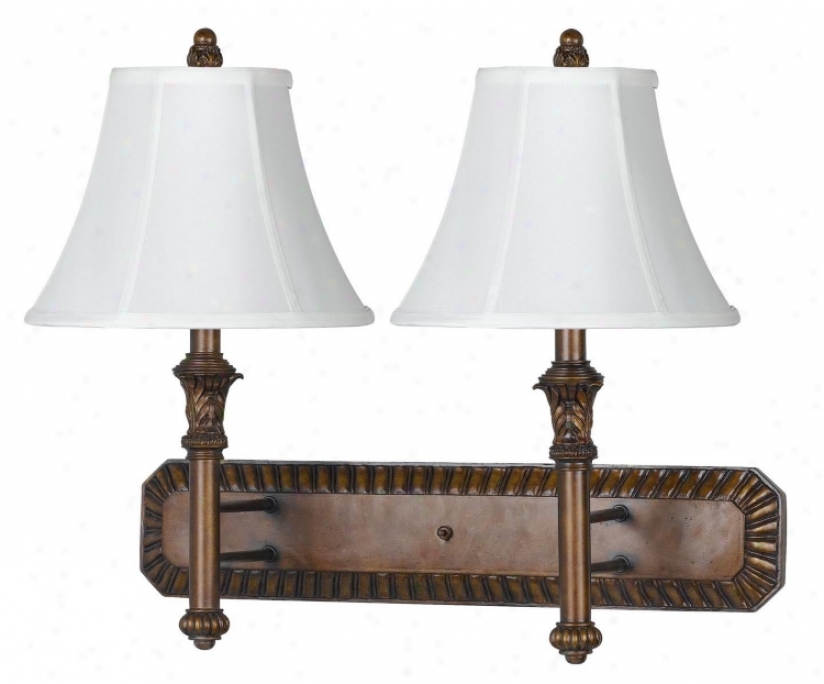 Anttique Walnut Finish Bell Shade Plug-in Double Wall Lamp (g9376)