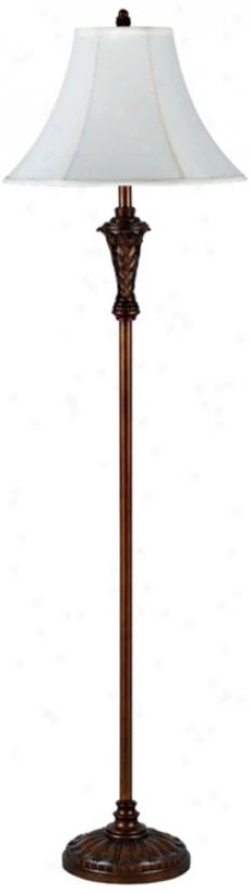 Antique Walnut With Bell Shade Floor Lamp (g9981)