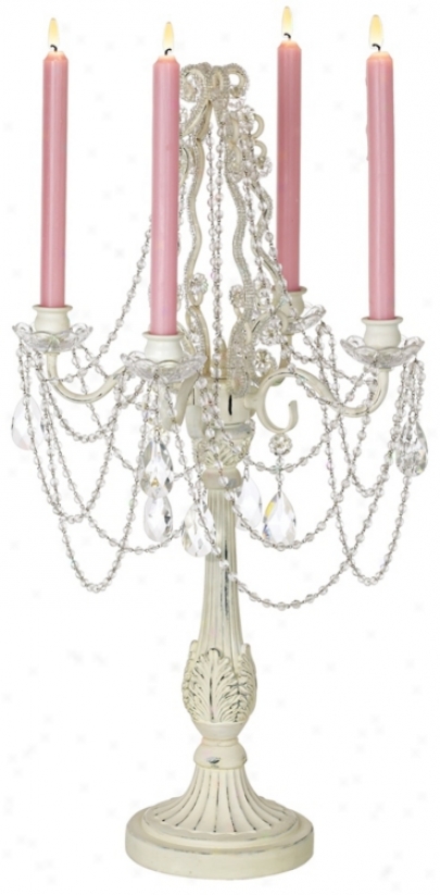 Ancient rarity White 27" High Make ~ Candle Four-arm Candelabra (l0186)