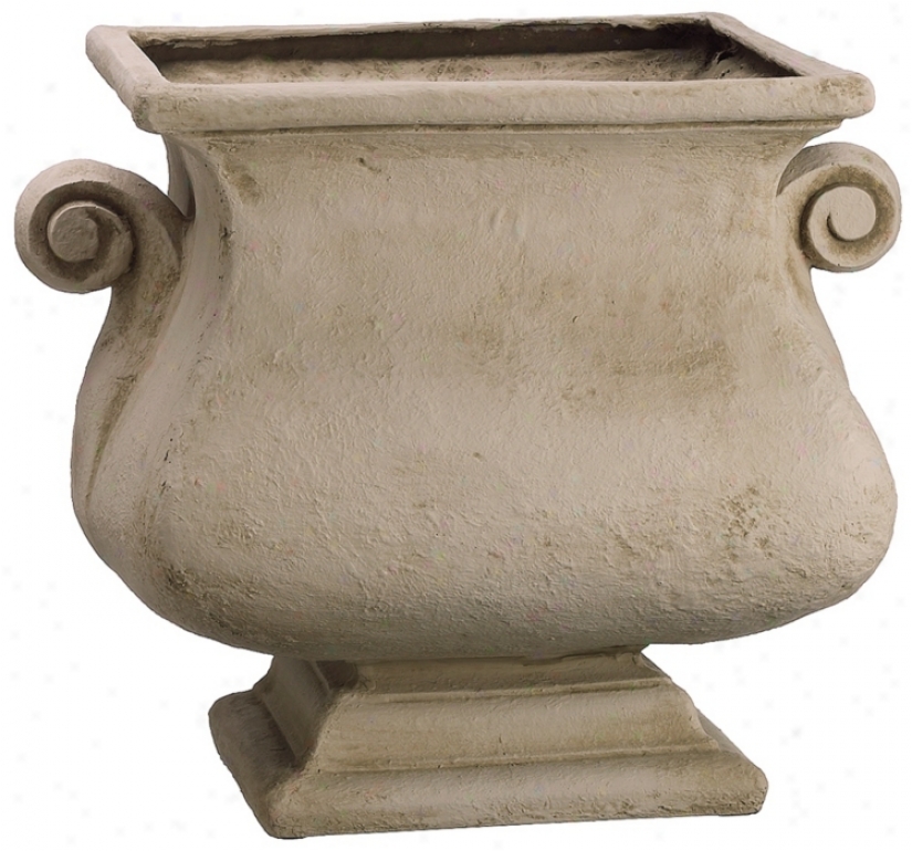 Antiqued Ivory Textured Square 17 1/2" High Garden Planter (n5748)
