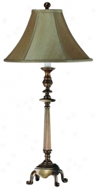 Antiqudd Solid Brass Ribbed Candlestick Table Lamp (f3180)