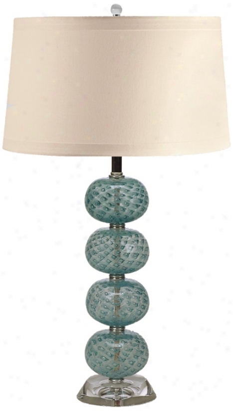 Aqua Hand-blown Glass Ball Table Lamp (m4916)