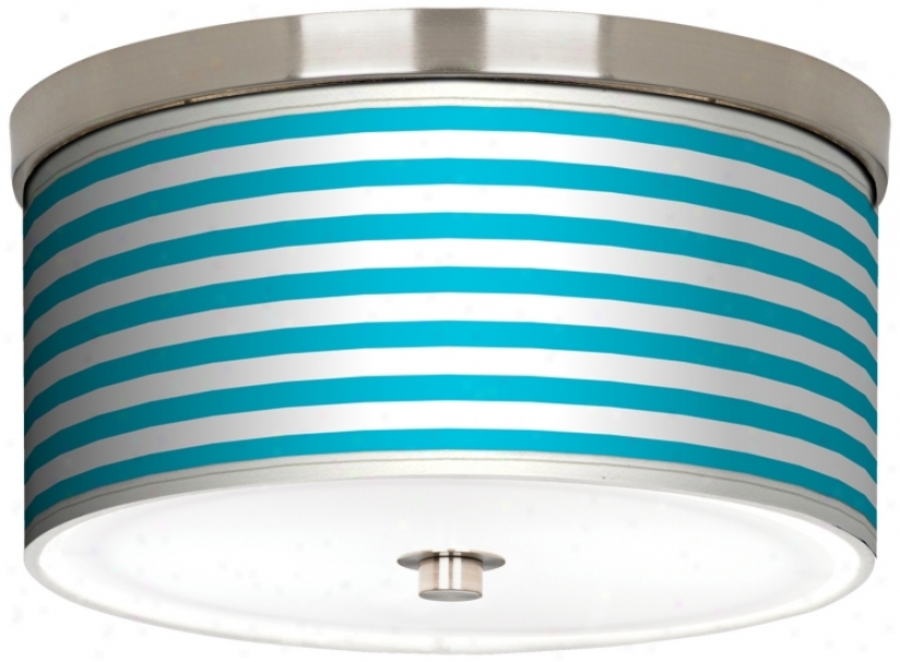 Aqua Horizontal Stripe Nickel 10 1/4" Spacious Ceiling Light (j9214-k1622)