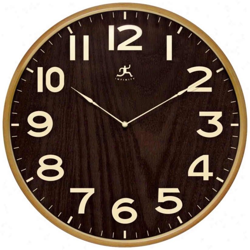 Arbor Ii 21" Round Dark Wood Wall Clock (w0992)