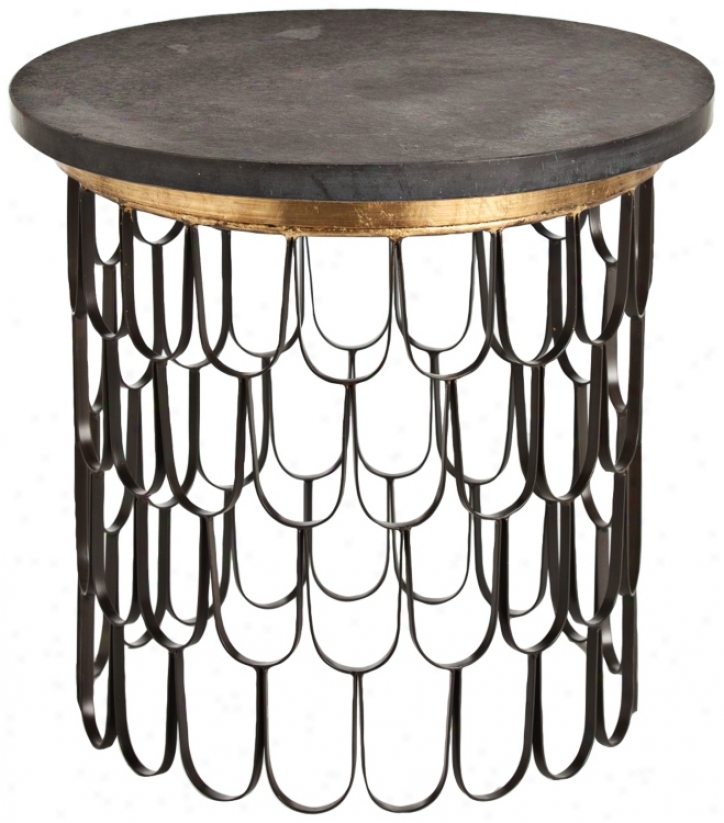 Arteriors Close Orleans Iron Honed Black Marble End Table (u2294)