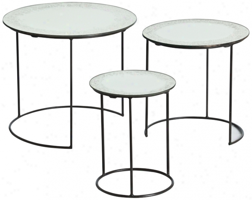 Arte5iors Home Set Of 3 Osmond Iron/mirror Nesting Tables (u2299)