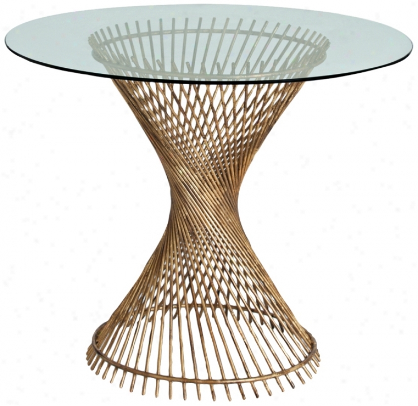 Artediors Pasal Twisted Gold Leaf Iron/glass Entry Table (u2296)