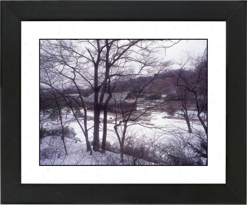 Asian House In Winter Black Frame 23 1/4" Wide Wall Art (f0459-17976)