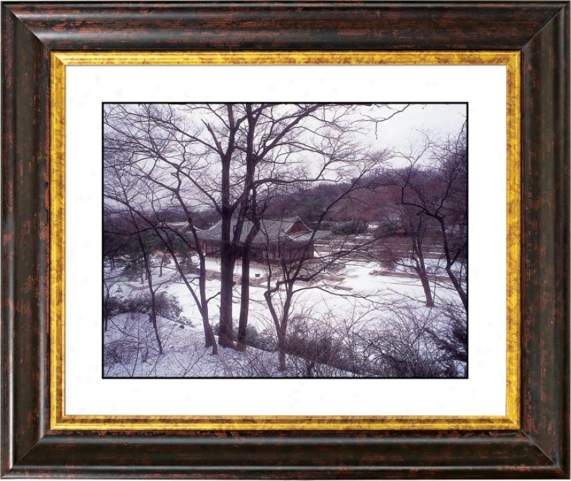 Asian Shelter In Winter Small change Bronze Frame Giclee Wall Art (f0259-18014)