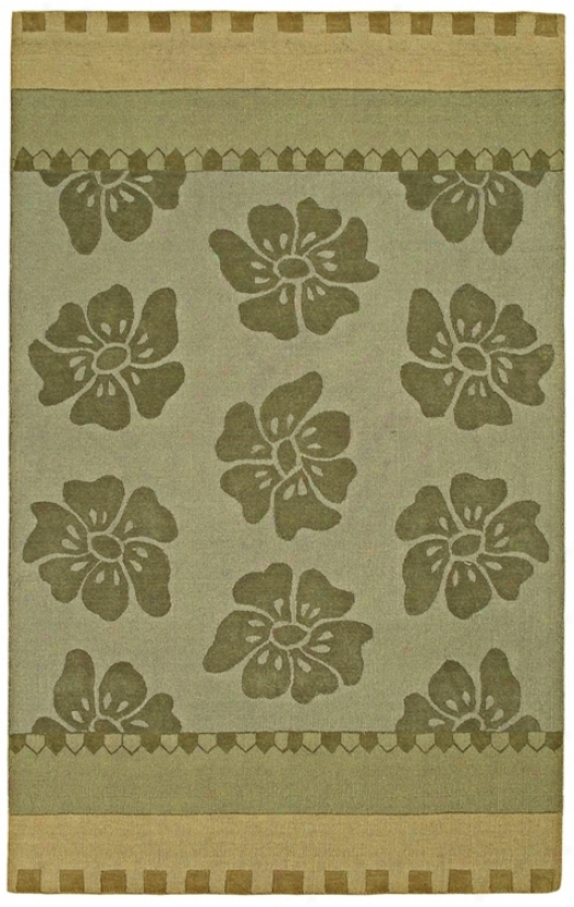 Auckland Collection Sage Floral Wool 2'x3' Area Rug (k8146)