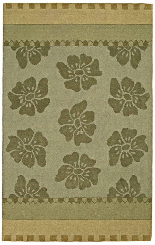 Auckland Collection Sage Floral Wool 8'x10' Area Rug (k8148)