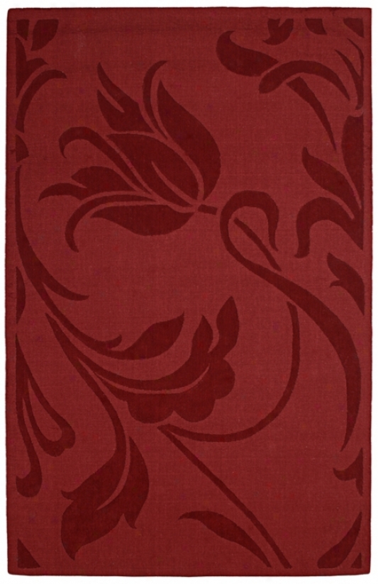 Auxkland Collection Wild Tulip Red Wool 2'x3' Area Rug (k7685)