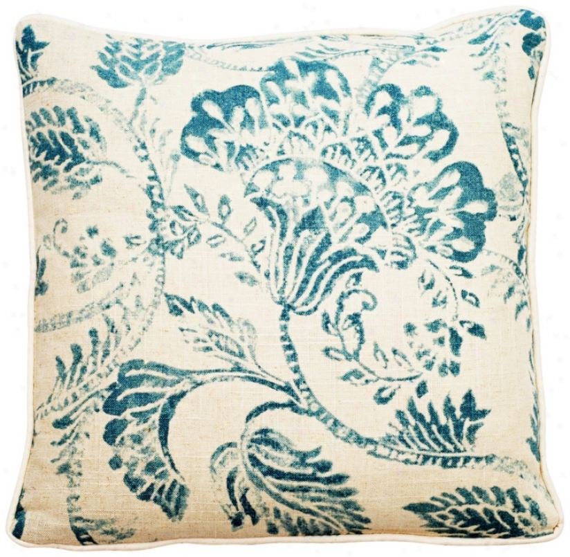 Bali Antique Blue 22" Square Linen Throw Pillow (t6127)