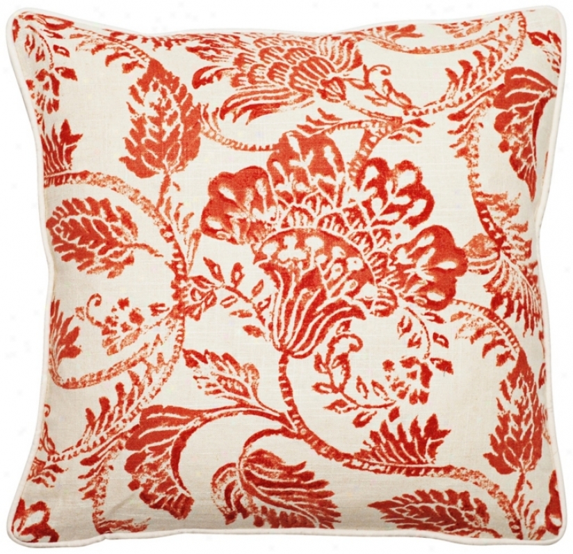 Bali Antique Red 18" Square Linen Throw Pillow (t6132)