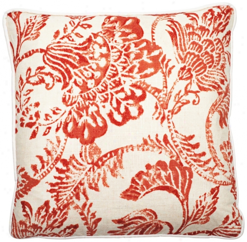 Bali Antique Red 22" Square Linen Throw Pillow (t6141)
