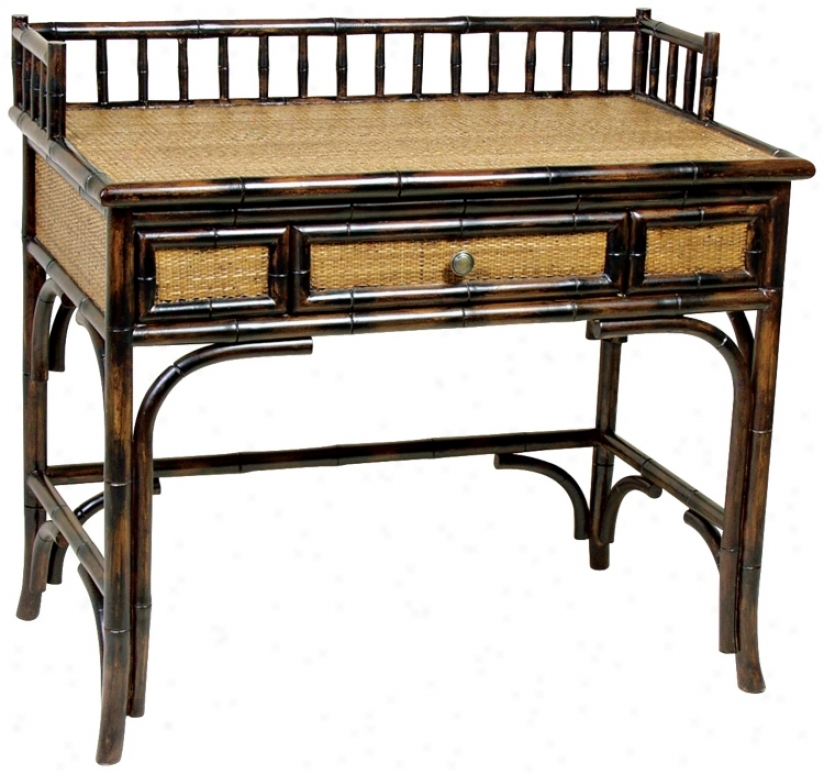 Bamboo And Rattan Writing Desk (j8563)