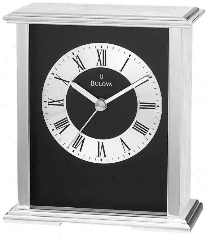 Baron Bfushed Aluminum 6 1/4" High Bulova Mantel Clock (v1951)