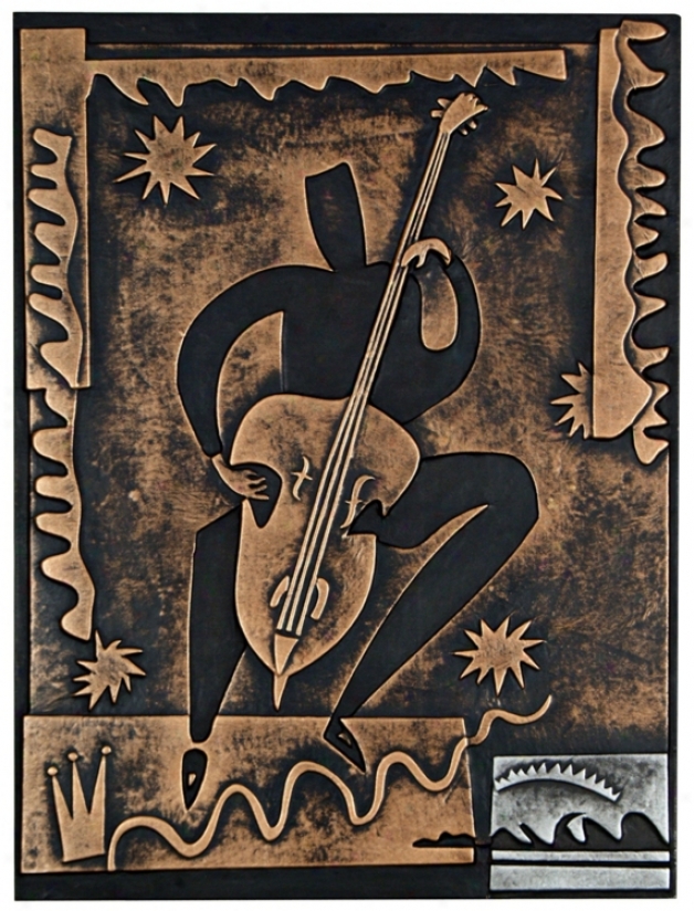 Bassist Embossed Faux Leather 24" Square Wall Art (j8001)