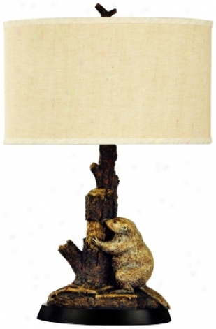 Beaver And Tree Trunk Table Lamp (j2259)