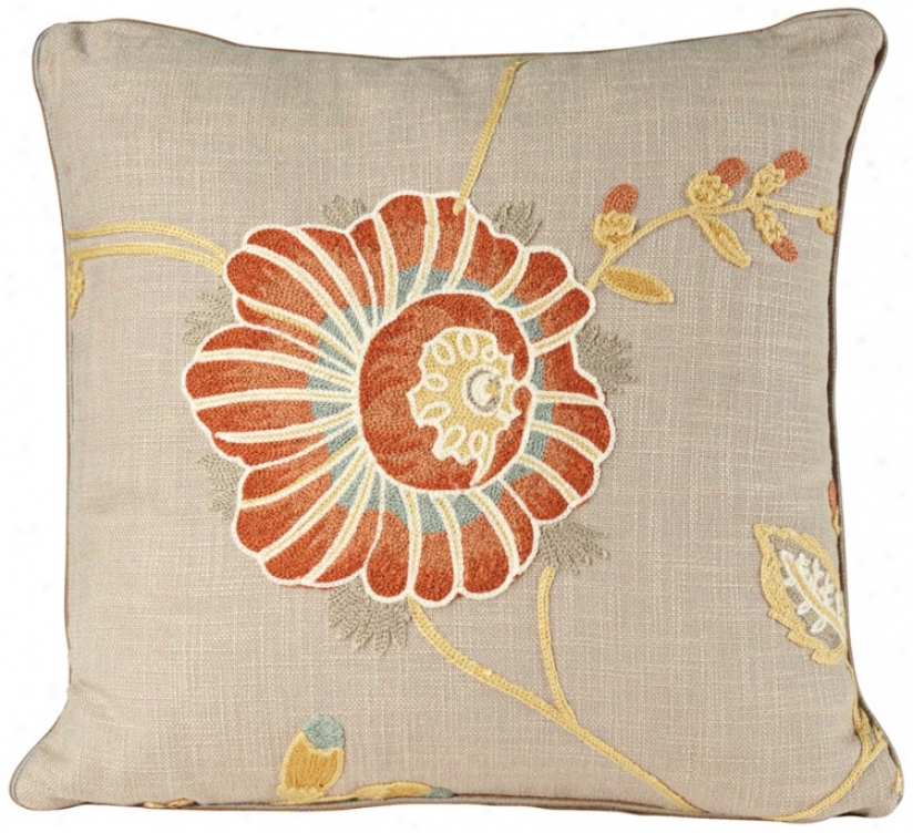 Bella Collection 18" Square Embroidered Decorative Pillow (u0039)