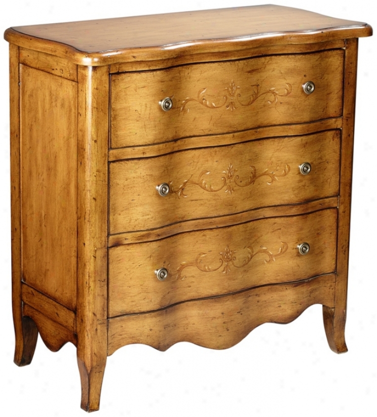 Beverlt Pecan Finish Country French Chest Of Drawers (t8291)