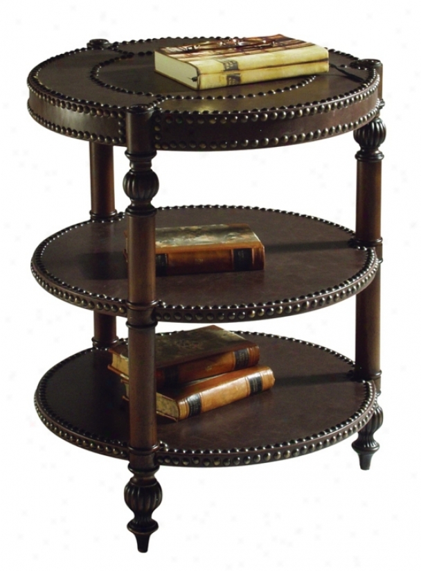 Bicast Leather Wrapped Round End Table (h0818)