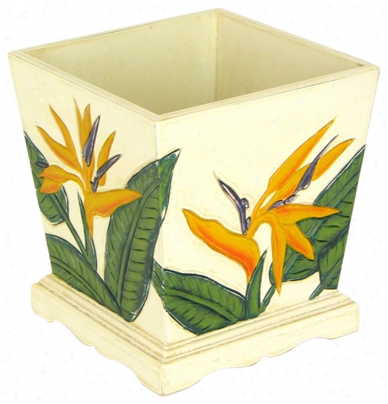 Bird Of Paradise Carved Decorative Tub (h5512)