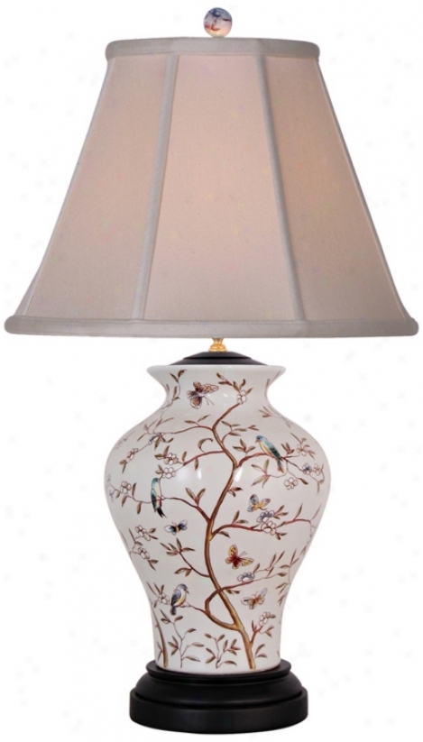 Birds In A Tree Porcelain Table Lamp (n2017)