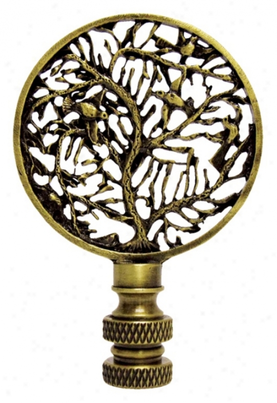 Birds In Tree Antique Metal Finial (43451)