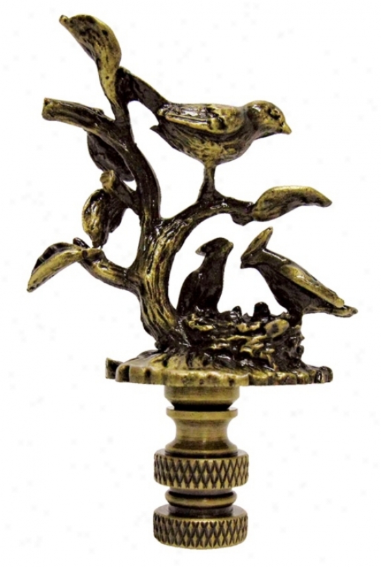 Birds On Nest Antique Metal Finial (44340)