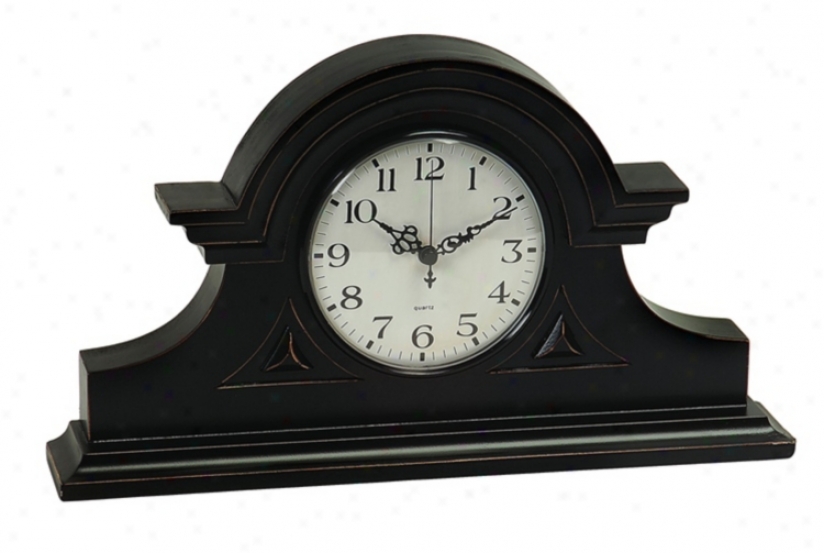 Black 15" Wide Mantel Clock (m8500)