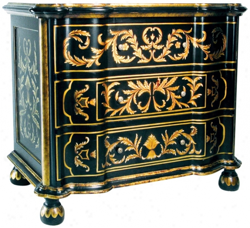 Black And Gold Hand-painted Chest (h2247)