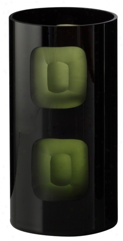 Black And Green 8" High Chiseled Trade Vase (h9899)