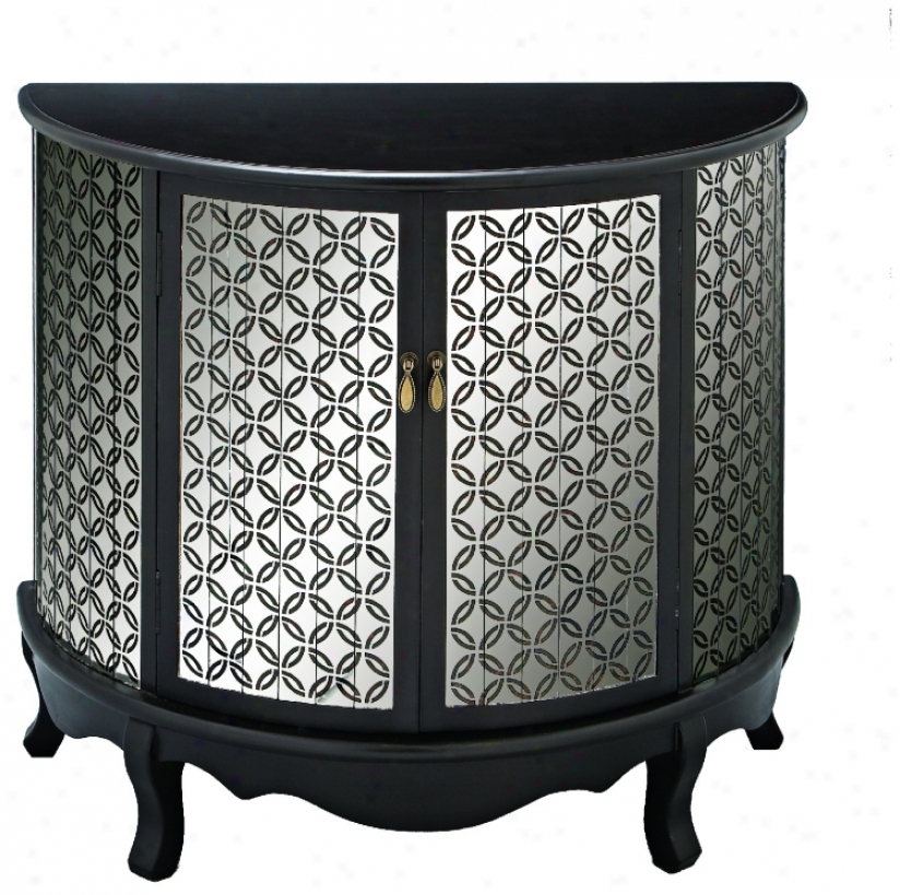 Black And Mirrored Demilune Bracket Table (u2979)