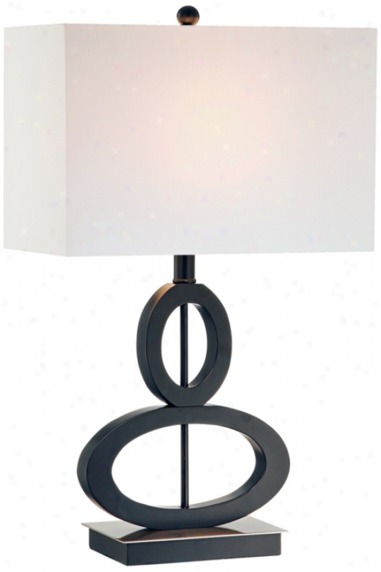 Black And Satin Steel Asymmetrical Ovals Table Lamp (k7768)