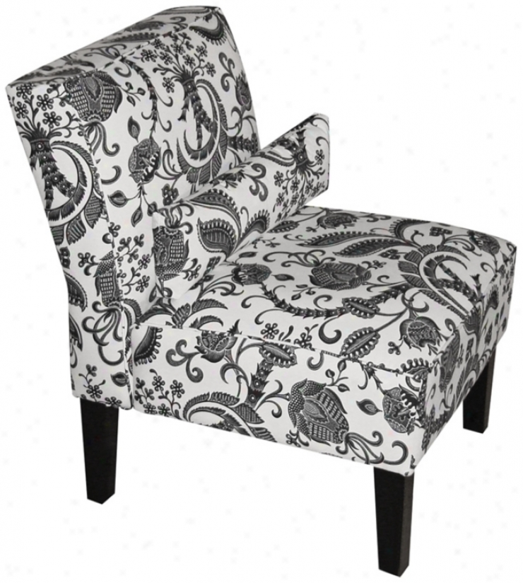 Black And White Domino Upholstered Armless Chair (w3871)