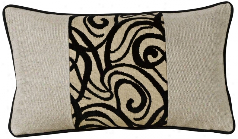 Black Babylon Swirl Patchwork Rectangular Pillow (g2823)