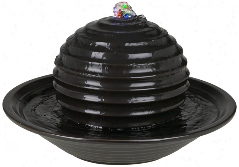 Black Beehive Ribbed Ceramic Table Fountain (t8485)