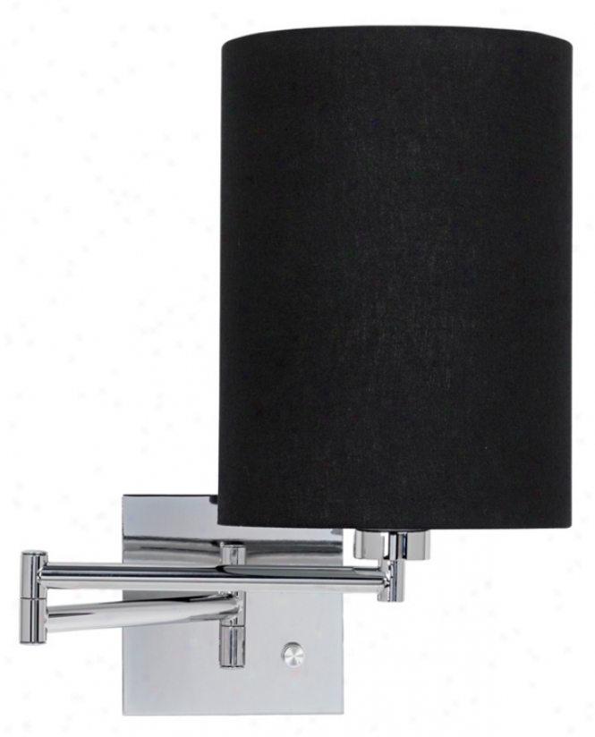 Black Cylinder Shade Plug-in Swing Arm Wall Lamp (79404-k5386)