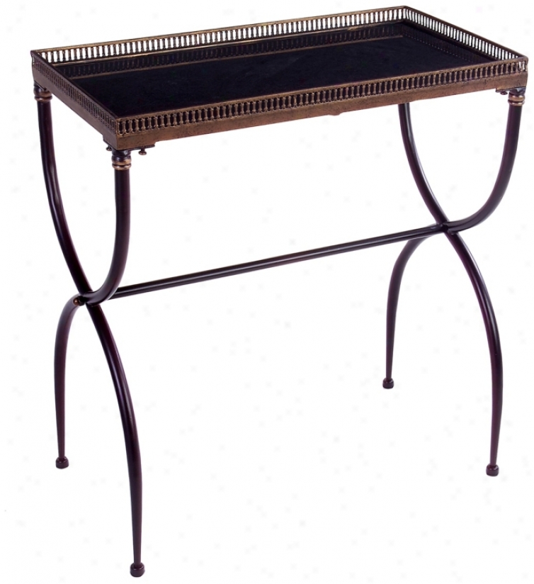 Black Finish Rectangular X-leg Accent Table (j7233)